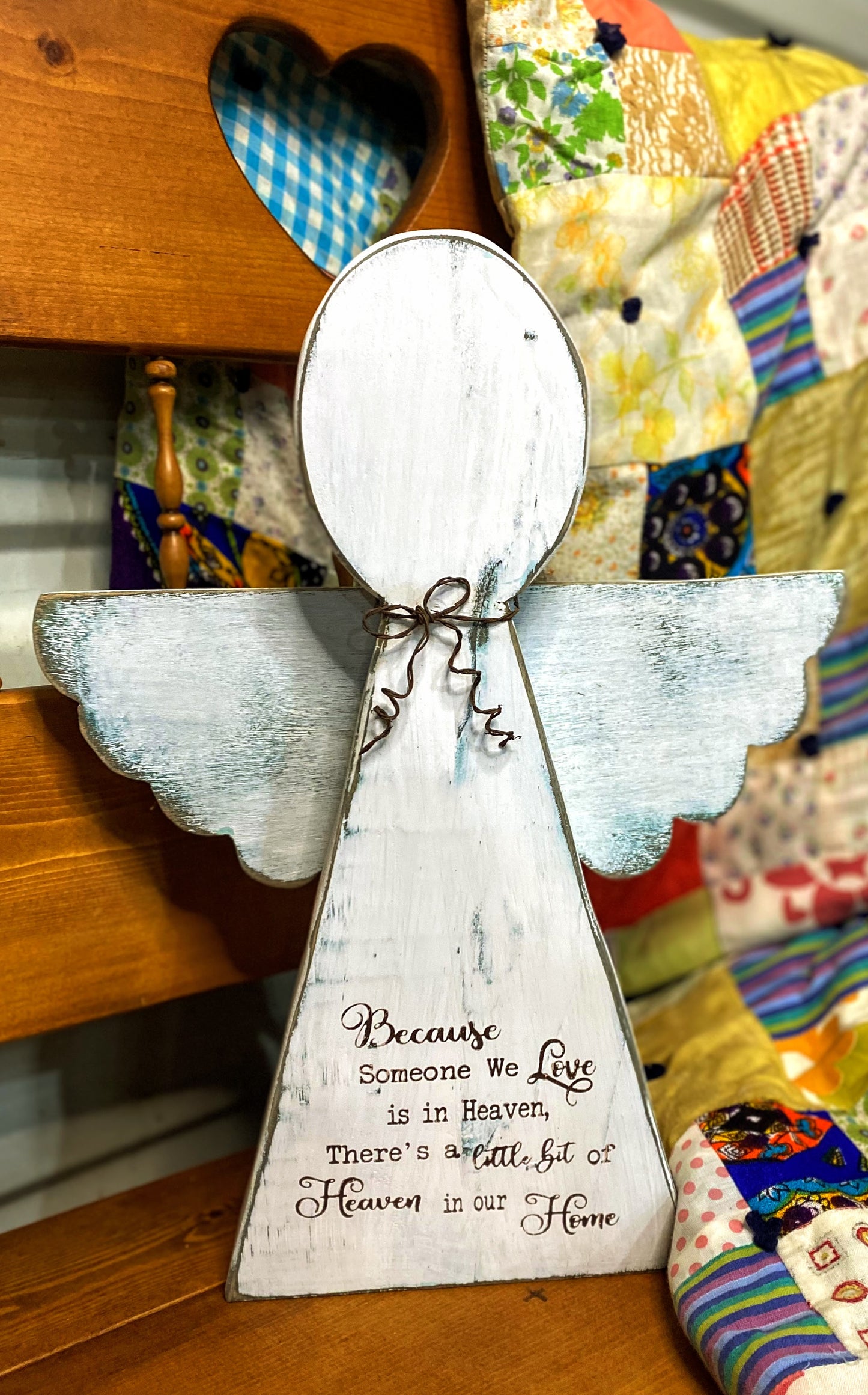 Rustic Wooden Handmade Chunky Remembrance Angel