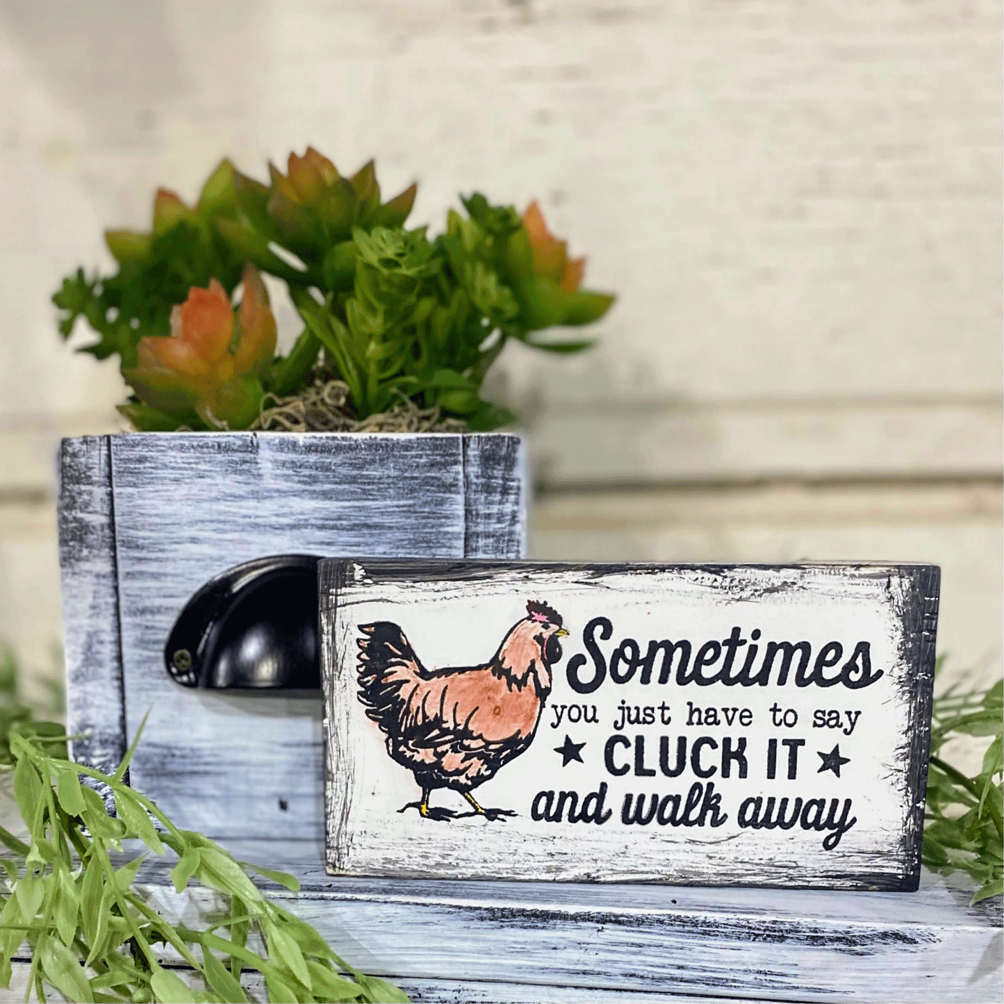 Cluck it Chicken Sign | Funny Chicken Sign | Mini Chicken Sign | Tiered Tray Sign